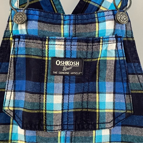 Oshkosh B'gosh Vestbak Blue Plaid Shortalls 24 Months - Picture 3 of 7